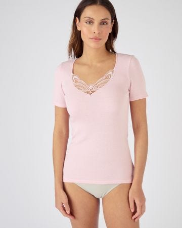 T-shirt manches courtes fine côte guipure Thermolactyl
