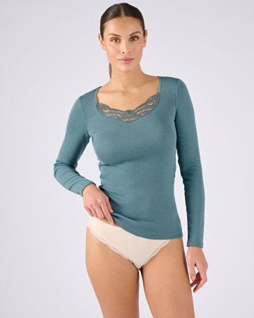 T-shirt manches longues fine côte guipure Thermolactyl
