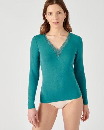 T-shirt dentelle manches longues Thermolactyl Sensitive