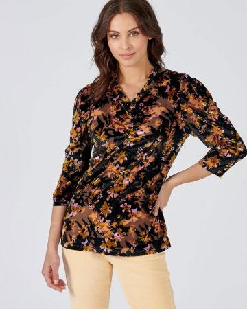 T-shirt manches 3/4 en velours