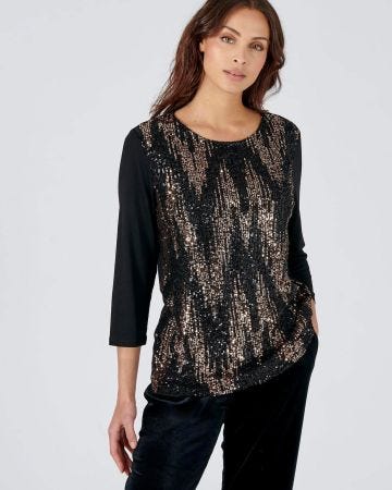 T-shirt manches 3/4 à sequins