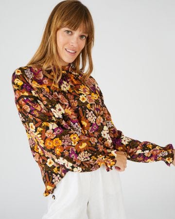 Blouse imprimé foral fibres viscose Lenzing(TM) EcoVero(TM)