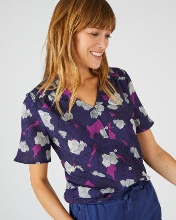 Chemisier à smocks imprimé