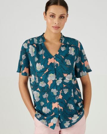 Chemisier à smocks imprimé