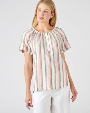 Blouse rayée en voile de coton