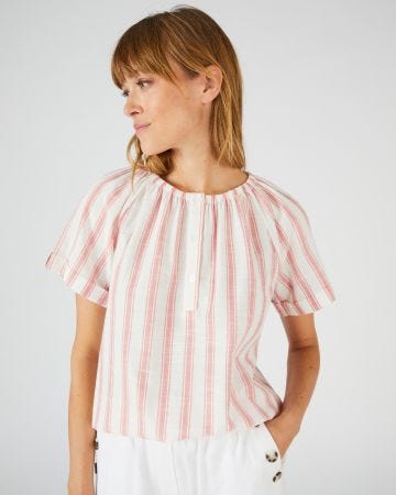Blouse rayée en voile de coton
