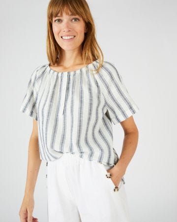 Blouse rayée en voile de coton