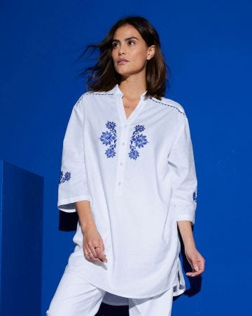Liquette brodée mélange lin Climatyl