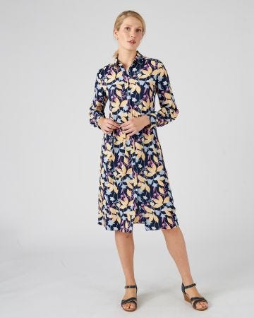 Robe-chemise crêpe reliéfé imprimé