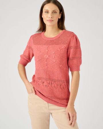 Pull maille effet crochet