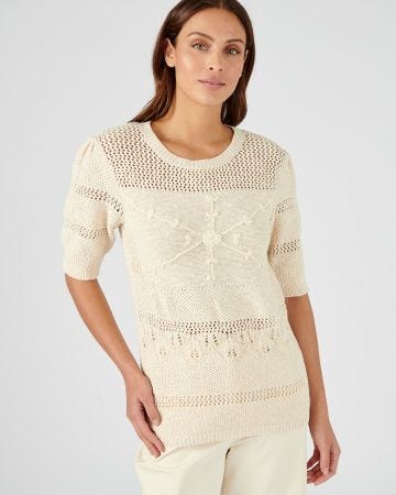 Pull maille effet crochet