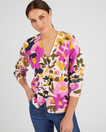 Gilet côtelé imprimé fleurs
