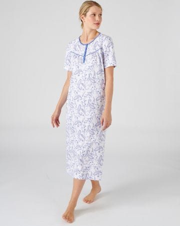 Chemise de nuit en pur coton peigné