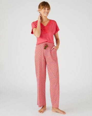 Pyjama large 7/8ème en coton et modal