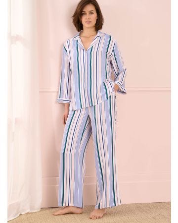 Pyjama rayé en pure viscose