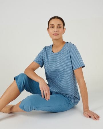 T-shirt de pyjama en pur coton peigné