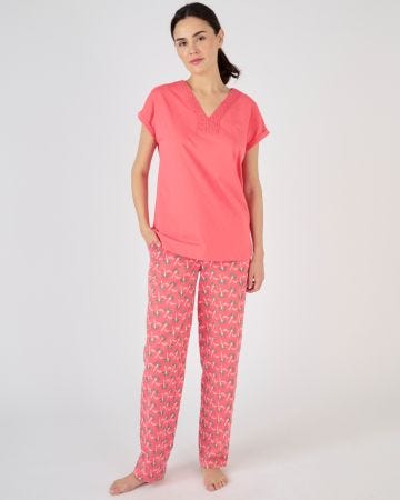 Pyjama dentelle pur coton peigné