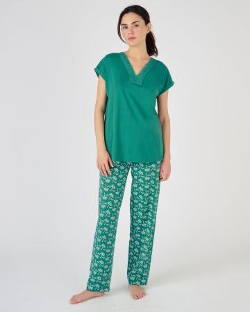 Pyjama dentelle pur coton peigné