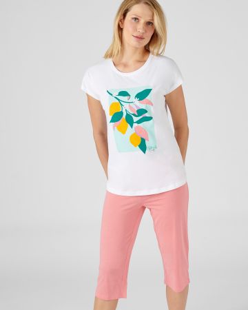 T-shirt de pyjama en pur coton peigné