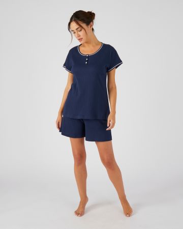 Pyjashort en maille côtelée