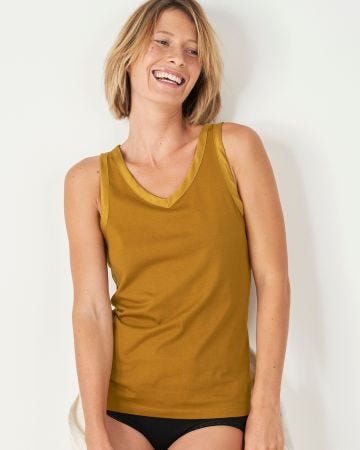 Débardeur biais satin en coton pima