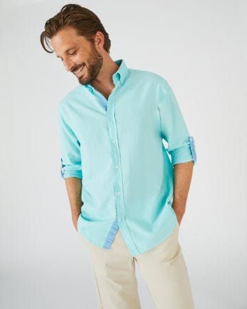 Chemise ample coton/lin, manches longues