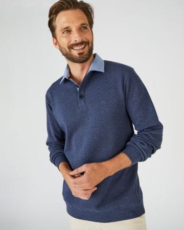 Sweat col polo effet 2 en 1