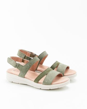 Sandales multibrides croûte de cuir