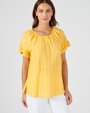 Blouse aspect tramé en voile de coton