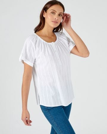 Blouse aspect tramé en voile de coton