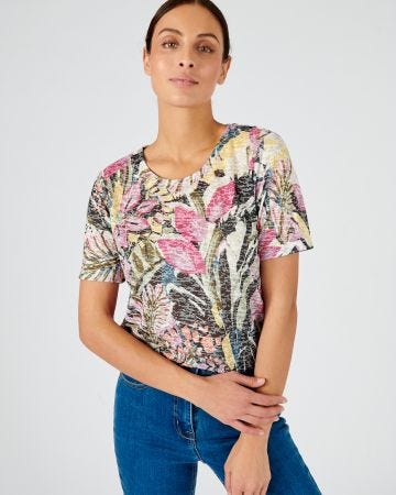 T-shirt maille dévorée imprimée