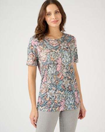 T-shirt maille dévorée imprimée