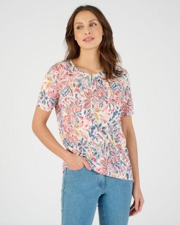 T-shirt maille dévorée imprimée