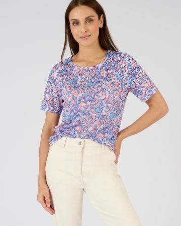 T-shirt maille dévorée imprimée