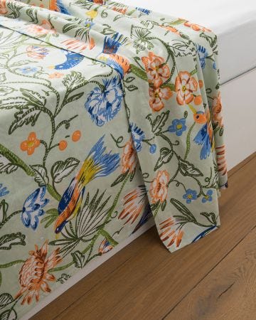 Drap plat Perroquet pur coton.