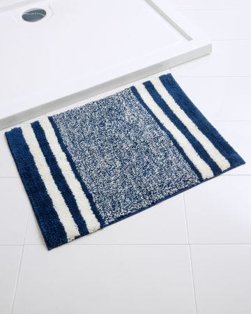 Tapis de bain rayé en polycoton