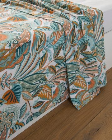 Drap plat Jardin botanique pur coton.