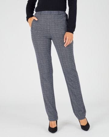 Pantalon enfilable en maille jacquard émerisée