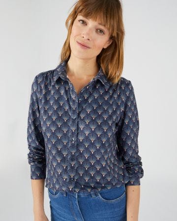 Chemisier maille chaude fleuri ou géométrique