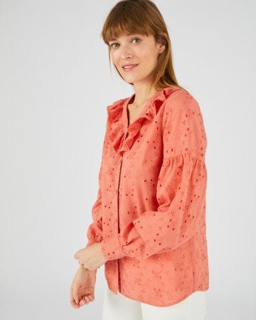 Chemisier à volants broderie anglaise