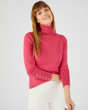 Pull col roulé maille fine
