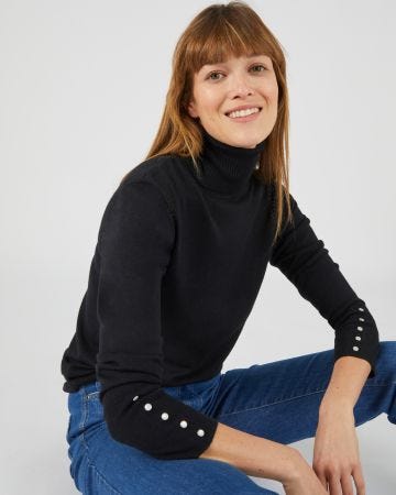 Pull col roulé maille fine