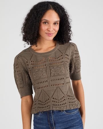 Pull maille ajourée effet crochet