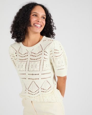 Pull maille ajourée effet crochet