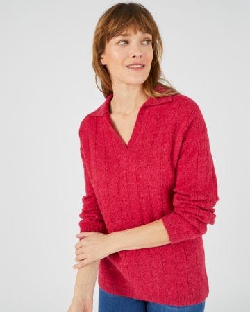 Pull col polo mélange alpaga
