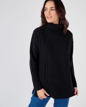 Pull col roulé à torsades