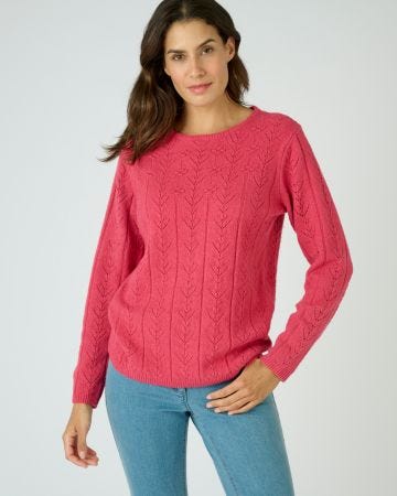 Pull maille ajourée et reliéfée