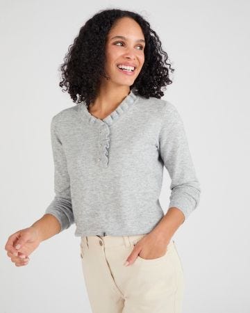 Pull col à volant mélange laine Thermolactyl