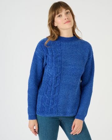 Pull maille chenille torsadé