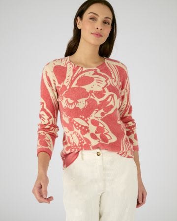 Pull imprimé mélange laine et mohair